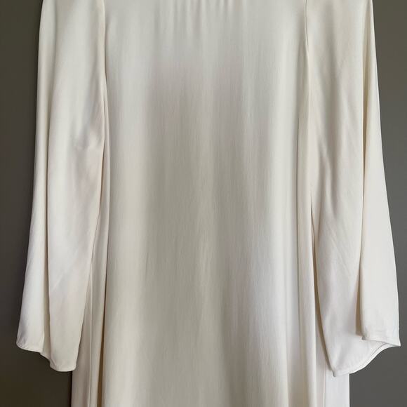 Helmut Lang Long Sleeve Crepe Shift Dress Ivory Cream Size Small Chic Clean Girl - Picture 5 of 16